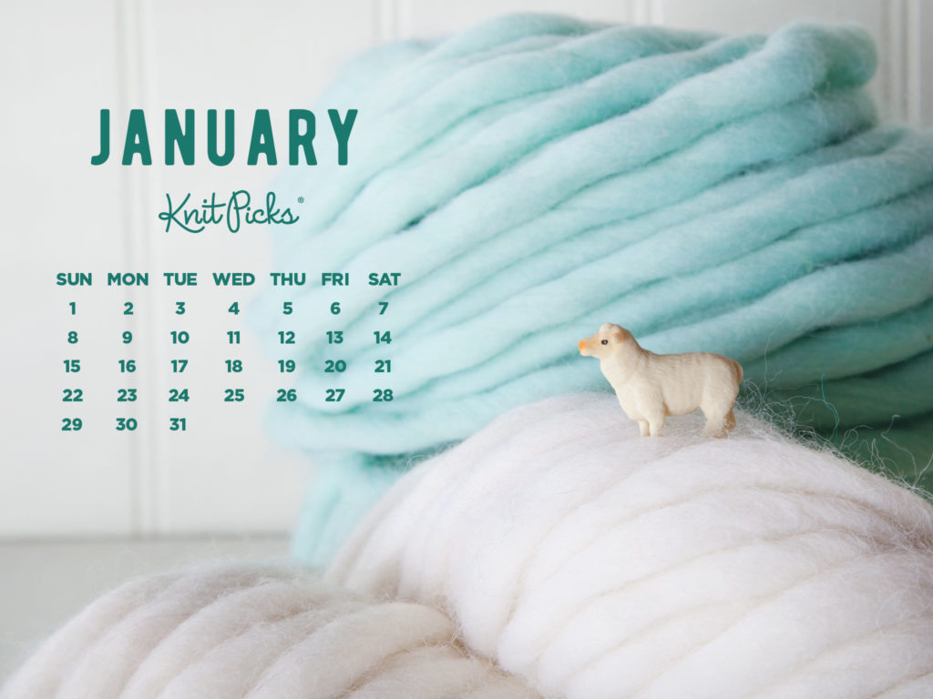 Free downloadable January 2017 desktop calendar from KnitPicks.com