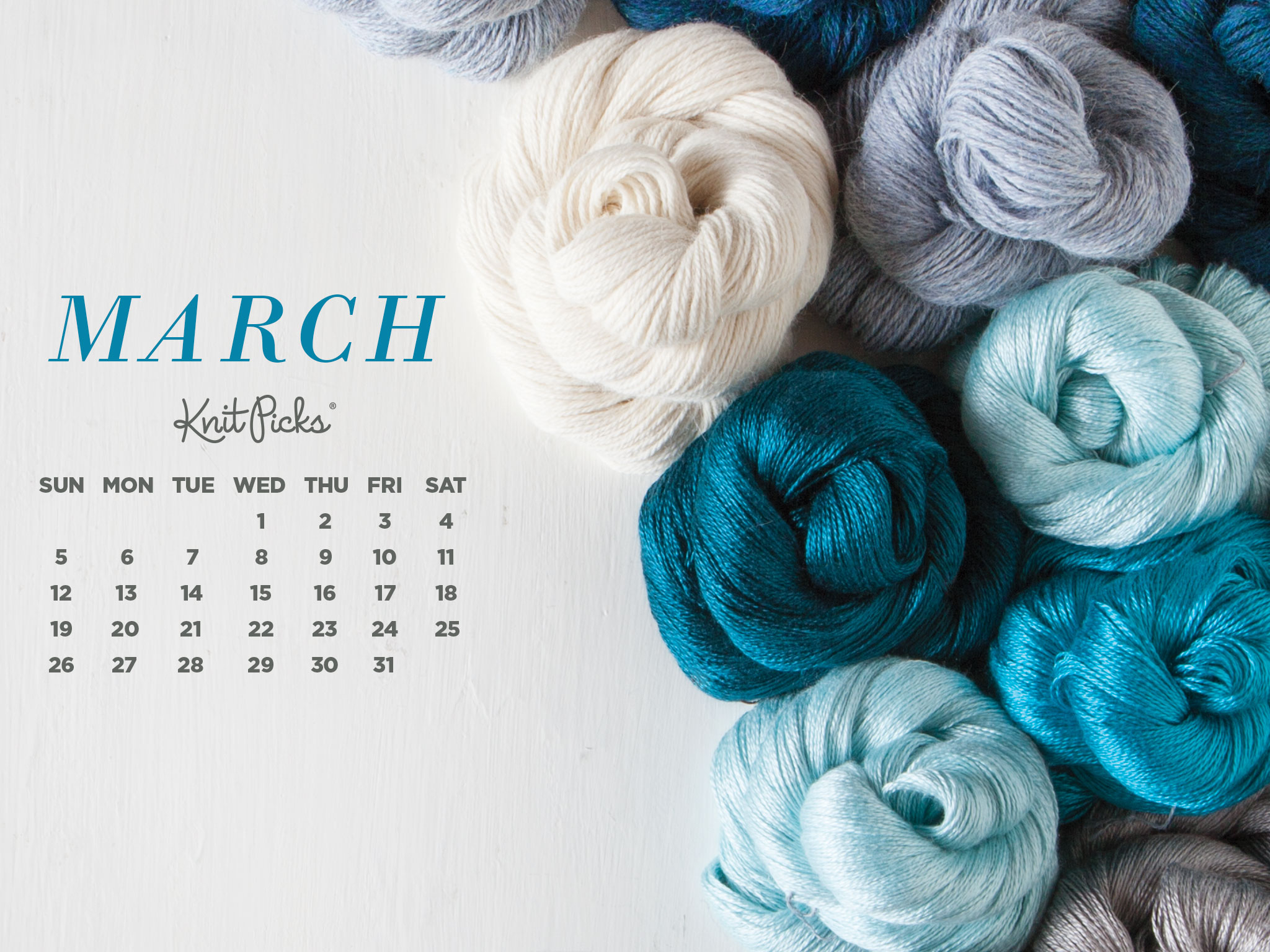 Free Downloadable March Calendar from Knit Picks