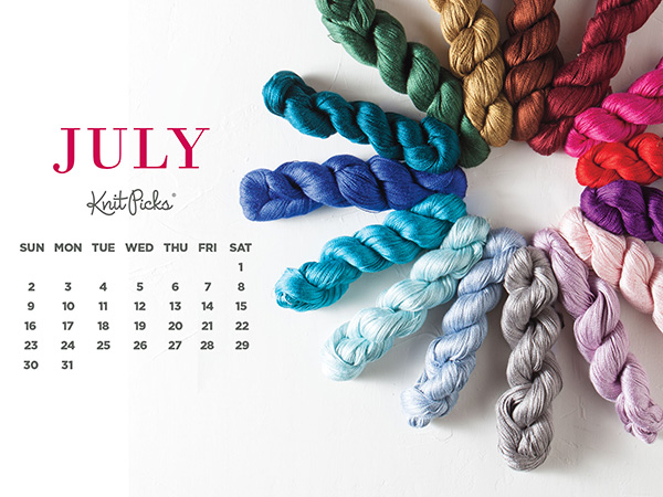 Free Downloadable July Calendar from Knit Picks
