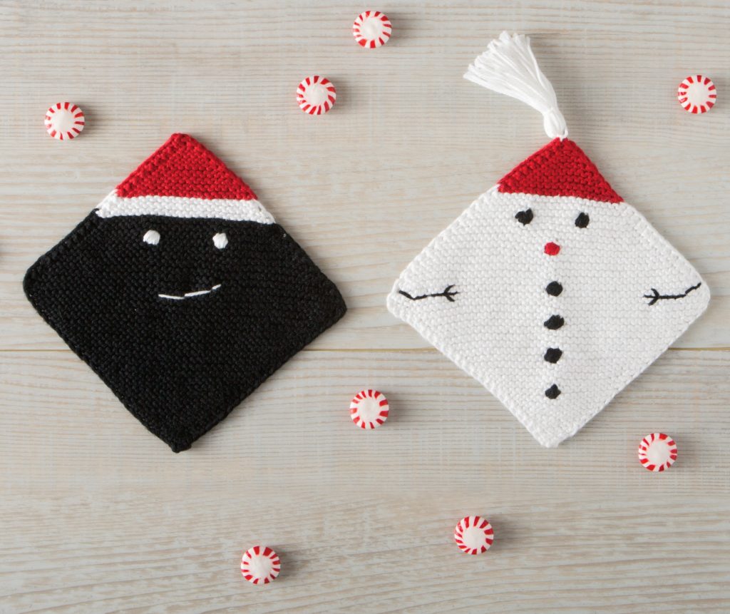 Knit Picks Snowman and Sassy Coal Dishcloths