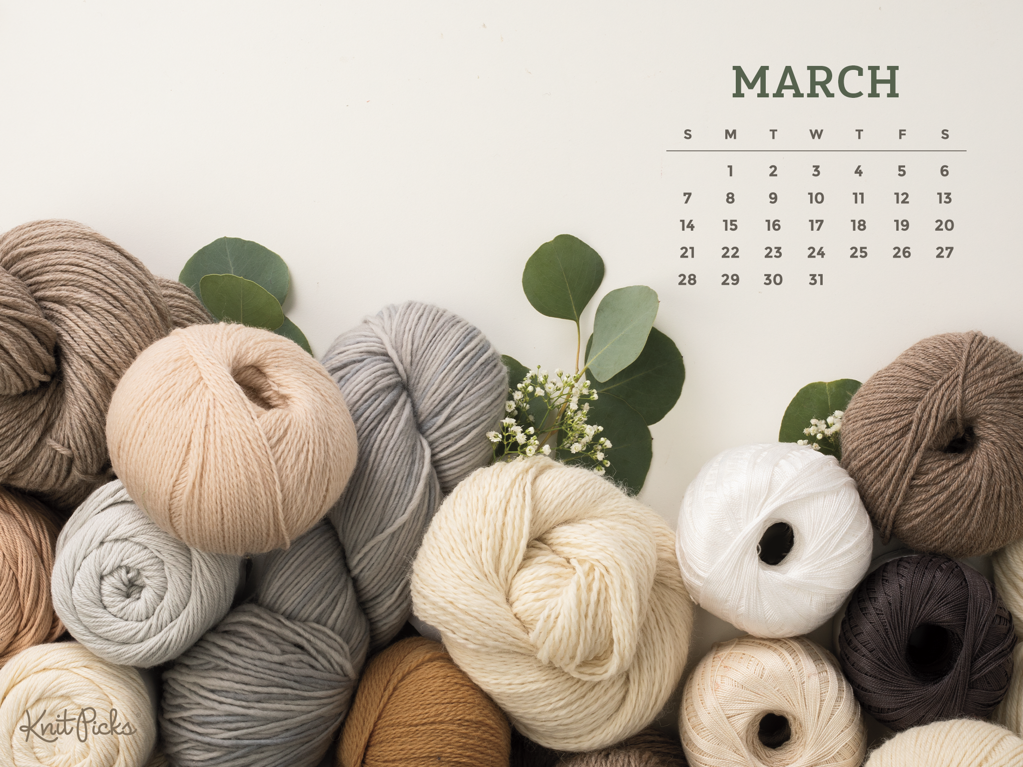 Free Downloadable March 2021 Calendar - KnitPicks Staff Knitting Blog