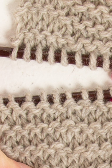 Two live rows of garter stitch