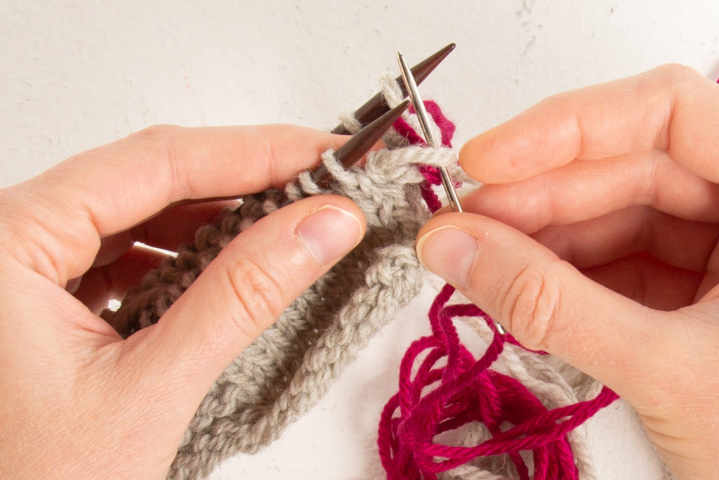 st st step 1: drop stitch off needle
