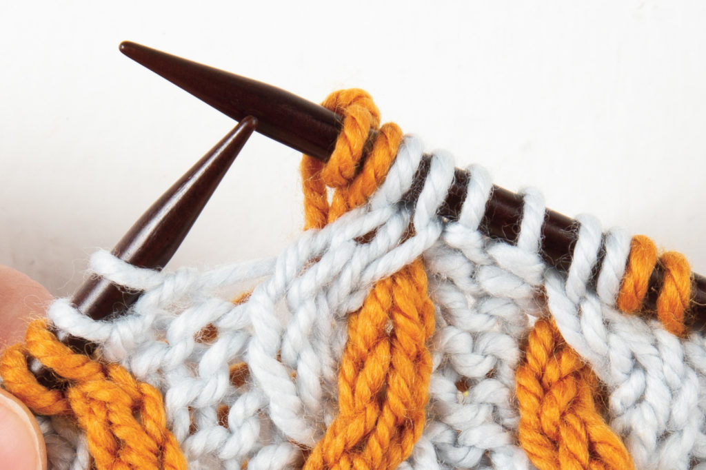 2-over-2 cable Right, without a cable needle: knit the last 2 stitches, complete