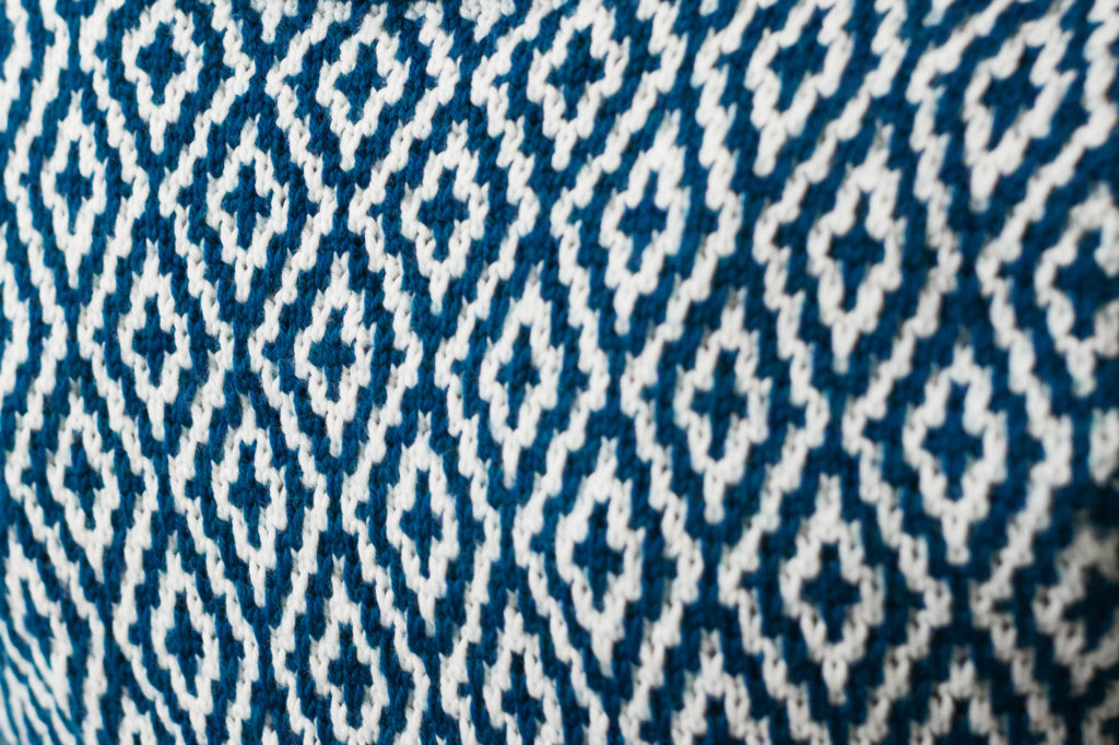 closeup of Arista Pullover from Mosaic Medley book.