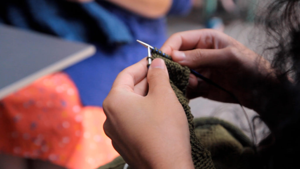 Hands knitting