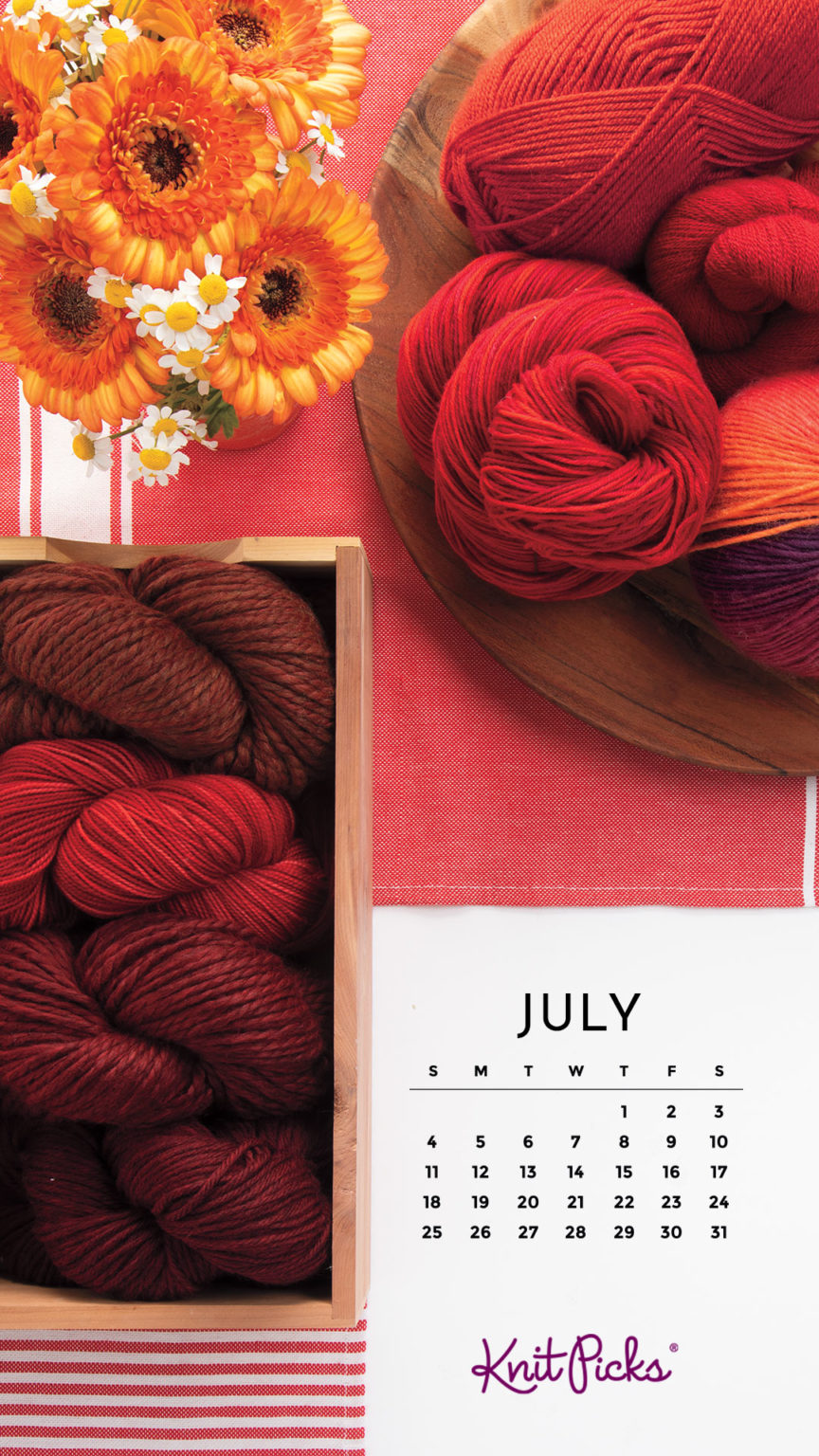 Free Downloadable July 2021 Calendar - The Knit Picks Staff Knitting Blog