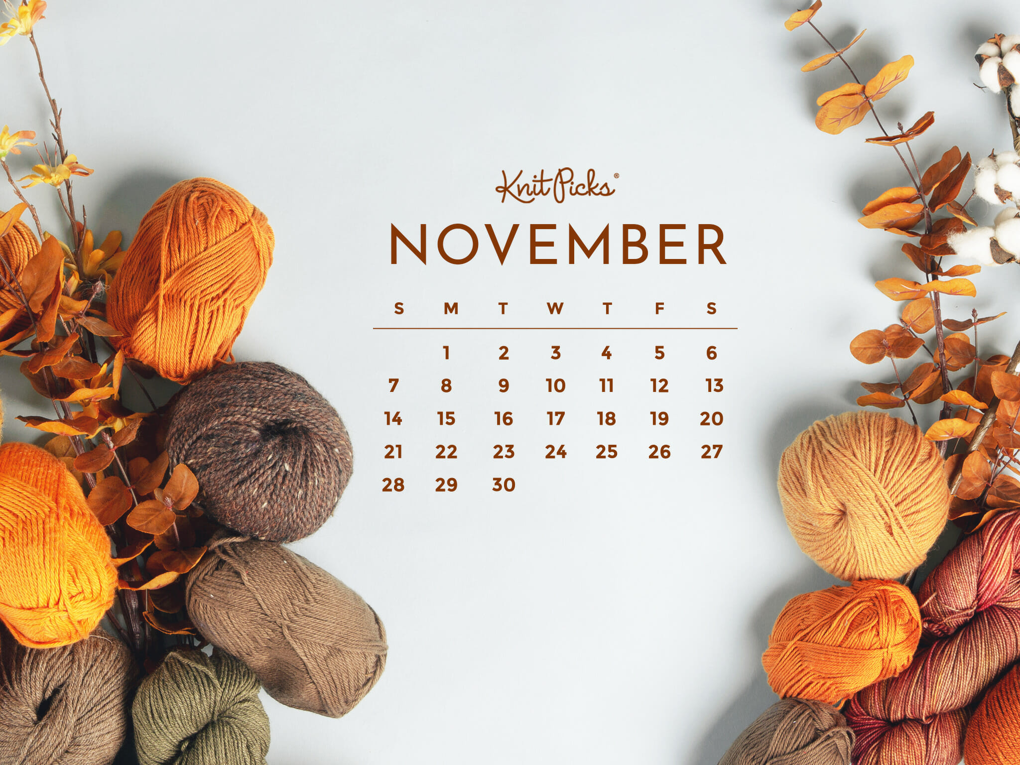 Free Downloadable November 2021 Calendar - KnitPicks Staff Knitting Blog