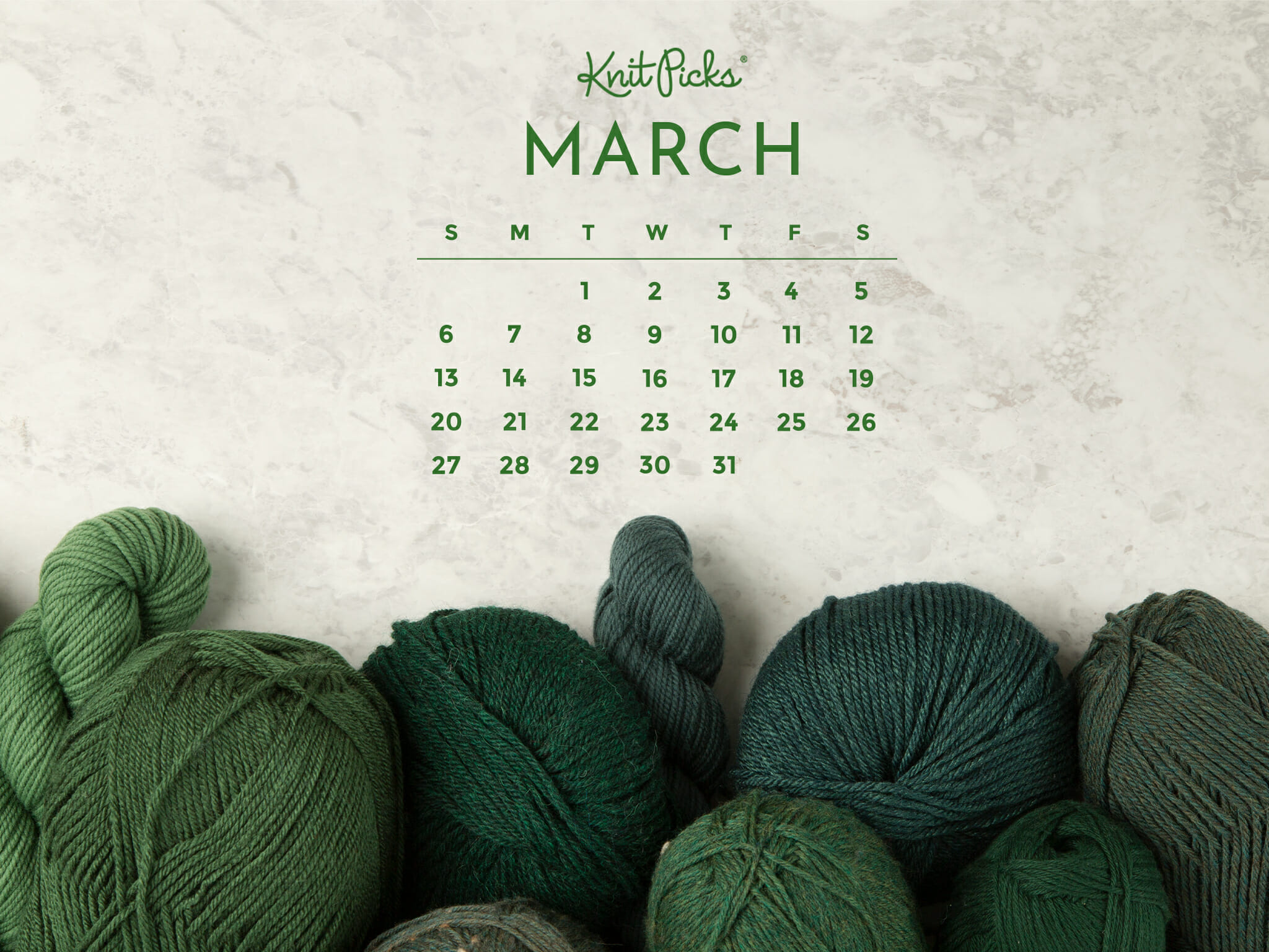 Free Downloadable March 2022 Calendar - KnitPicks Staff Knitting Blog