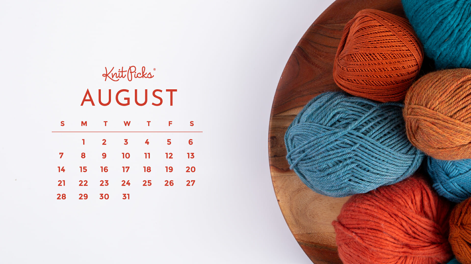 Free Downloadable August 2022 Calendar - KnitPicks Staff Knitting Blog