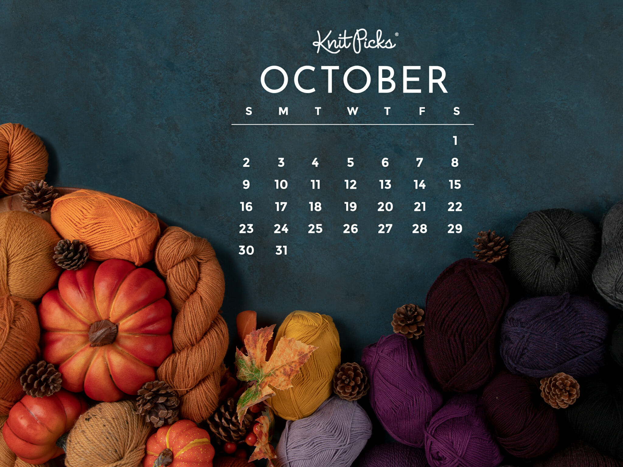 Free Downloadable October 2022 Calendar - KnitPicks Staff Knitting Blog
