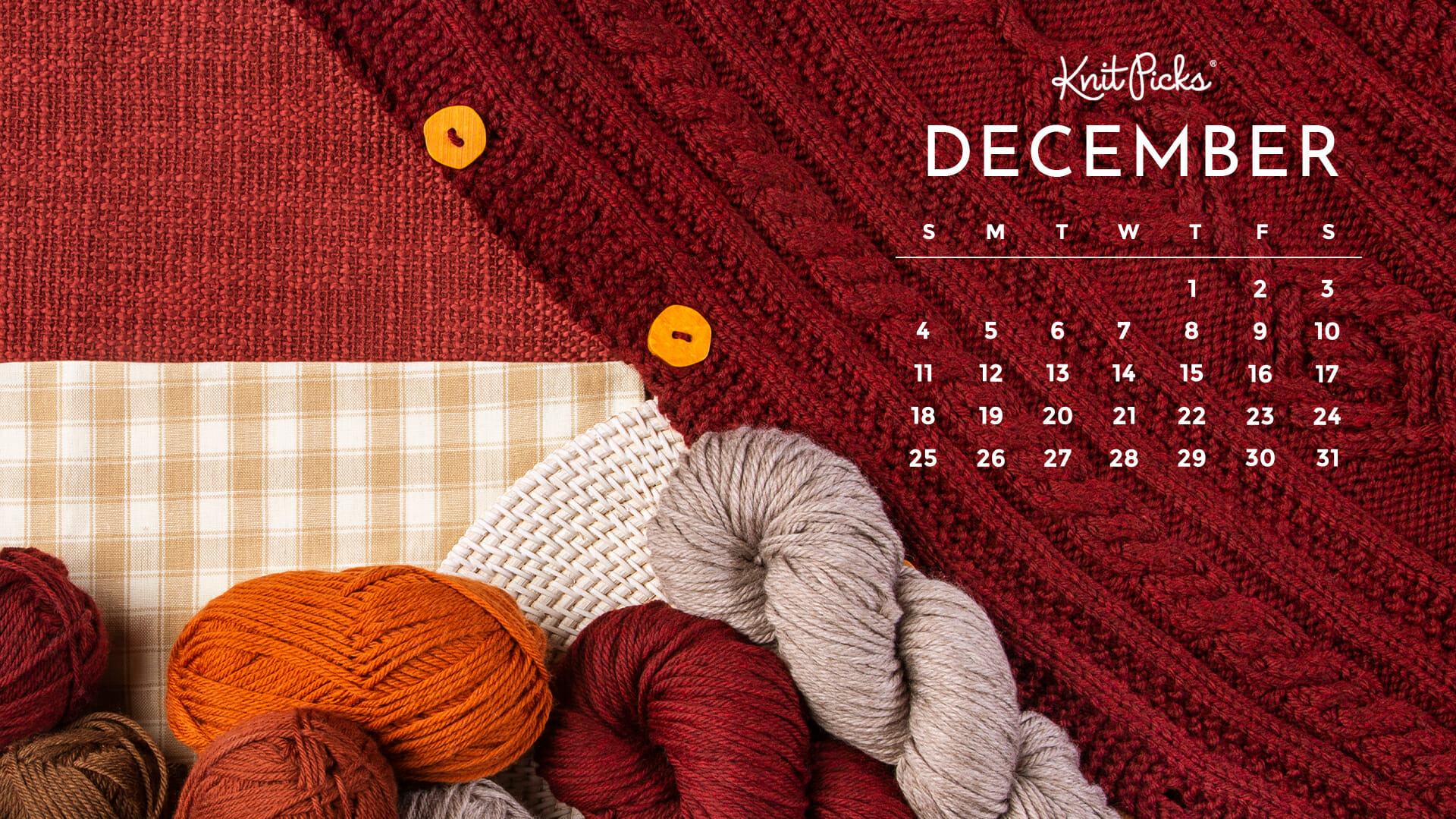 Free Downloadable December 2022 Calendar The Knit Picks Staff