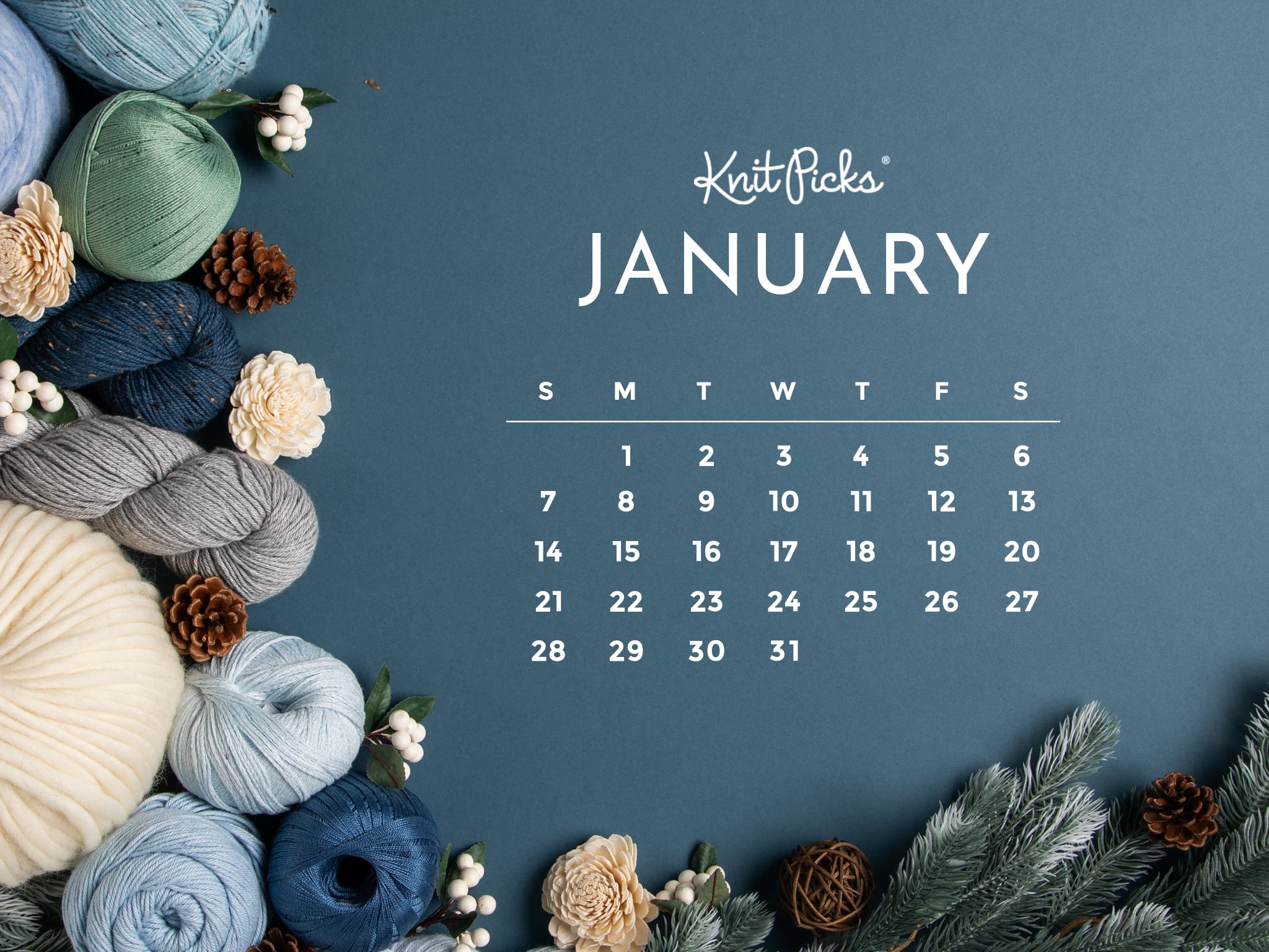 Free Downloadable January 2024 Calendar The Knit Picks Staff Knitting